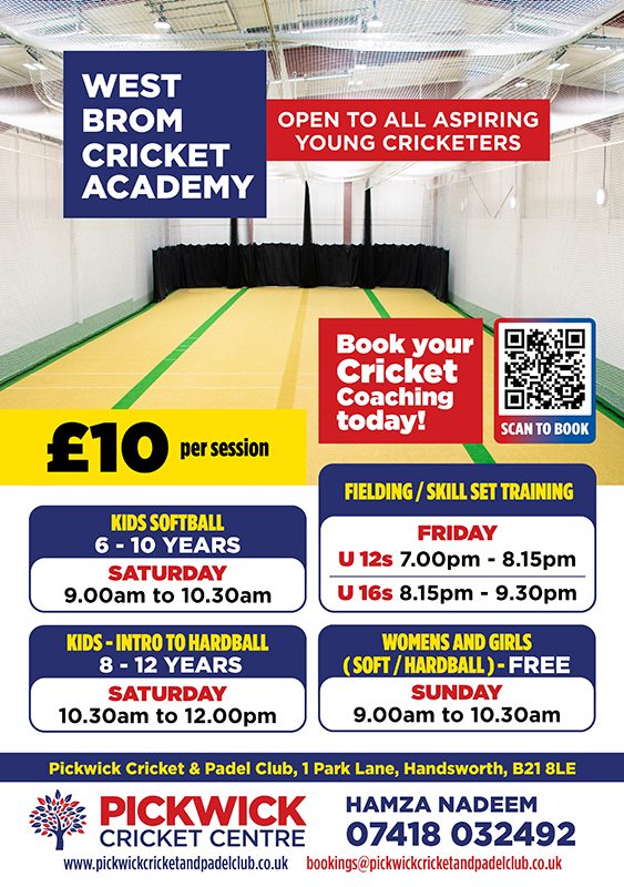 WEST BROM CRICKET ACADEMY OPEN TO ALL ASPIRING YOUNG CRICKETERS